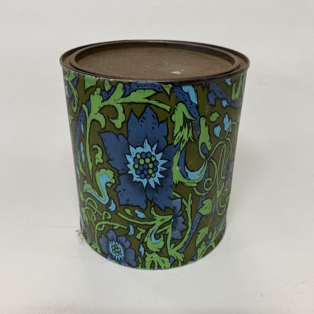 TIN, 1960s Blue Green Floral  